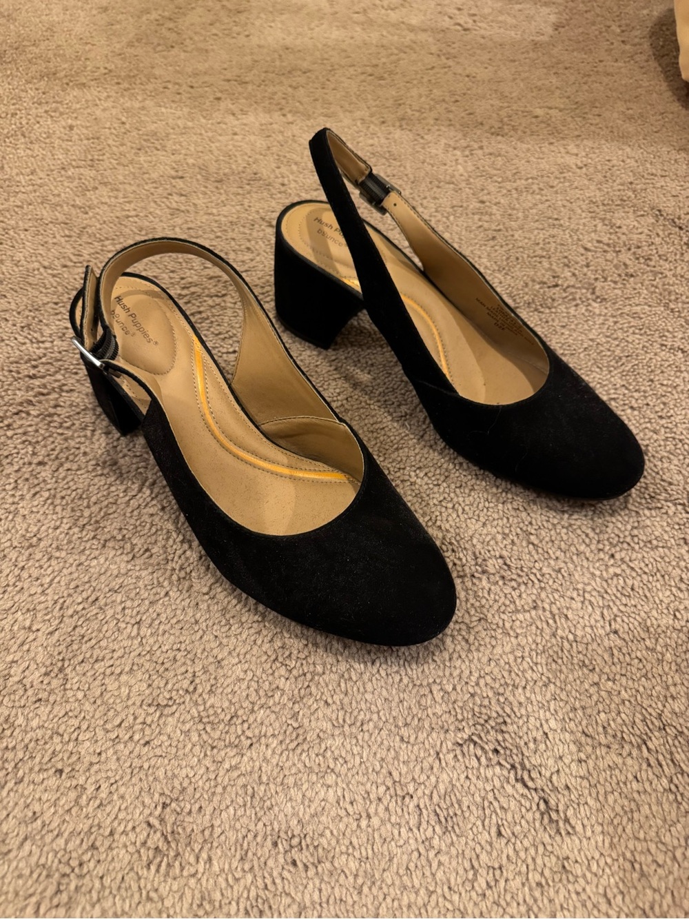 Women's Black Suede Slingback Block Heel Pumps - Size 10